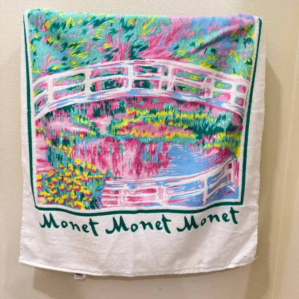 Vintage Hilasal Monet Water Lilies Japanese Bridge Cotton Decorative Bath Towel
